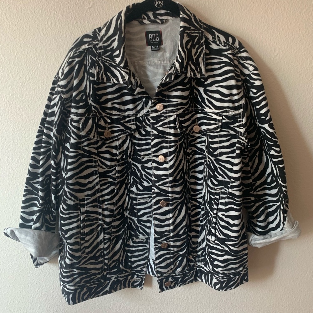 BDG  Oversized Zebra Print Jean Jacket